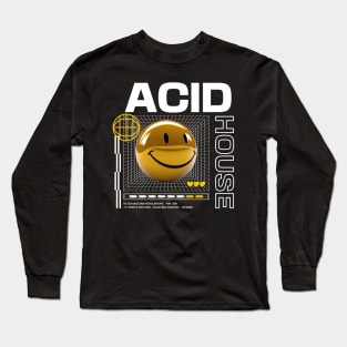 ACID HOUSE  - 3D Smiley (yellow/white) Long Sleeve T-Shirt